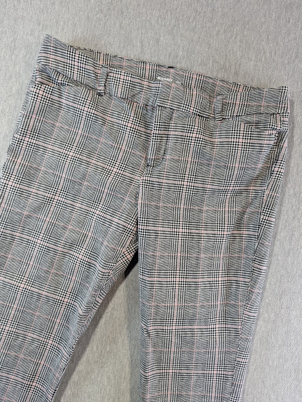 Old Navy Pixie Plaid Pants Women's 12 Black Pink Ankle High Rise